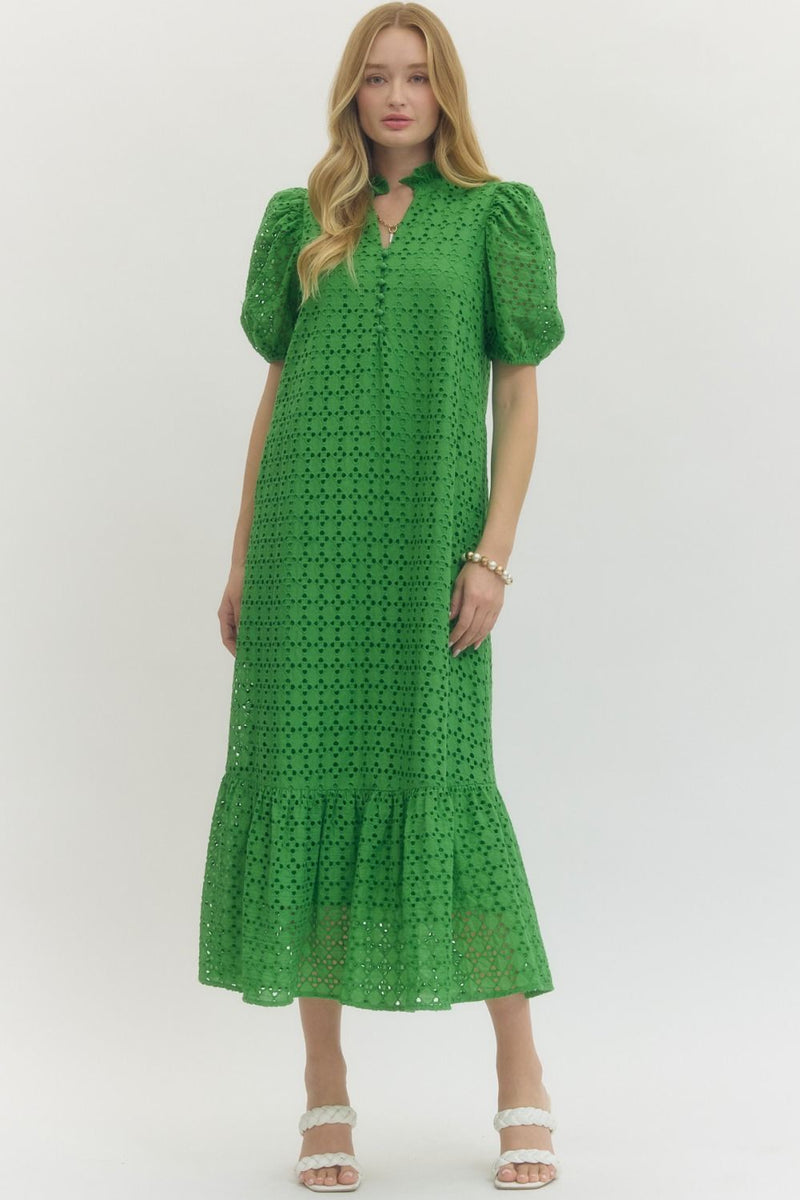 target green eyelet dress Green Eyelet Dresses : Maxi, Mini, & 100% Cotton Options