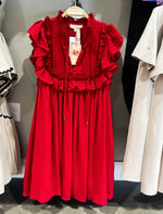 Red Flutter Sleeve Dress