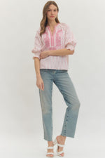 Pink Embroidered Top