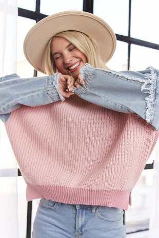 Blush Denim Sweater