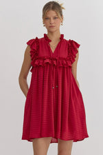 Red Flutter Sleeve Dress