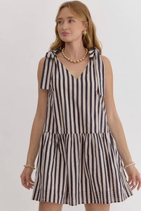 Black and Taupe Stripe Dress *Final Sale