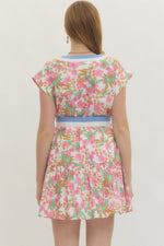 Blue White Ribbon Floral Dress