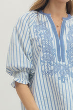 Blue Embroidered Top