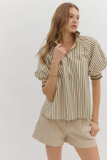 Olive Stripe Top