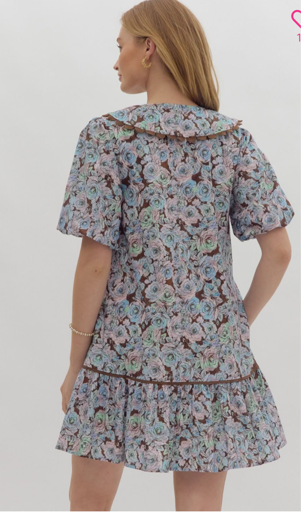 Brown & Blue Floral Dress *Final Sale