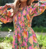 Olive/Pink Floral Dress