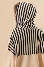 Striped  Pullover Waffle Hoodie