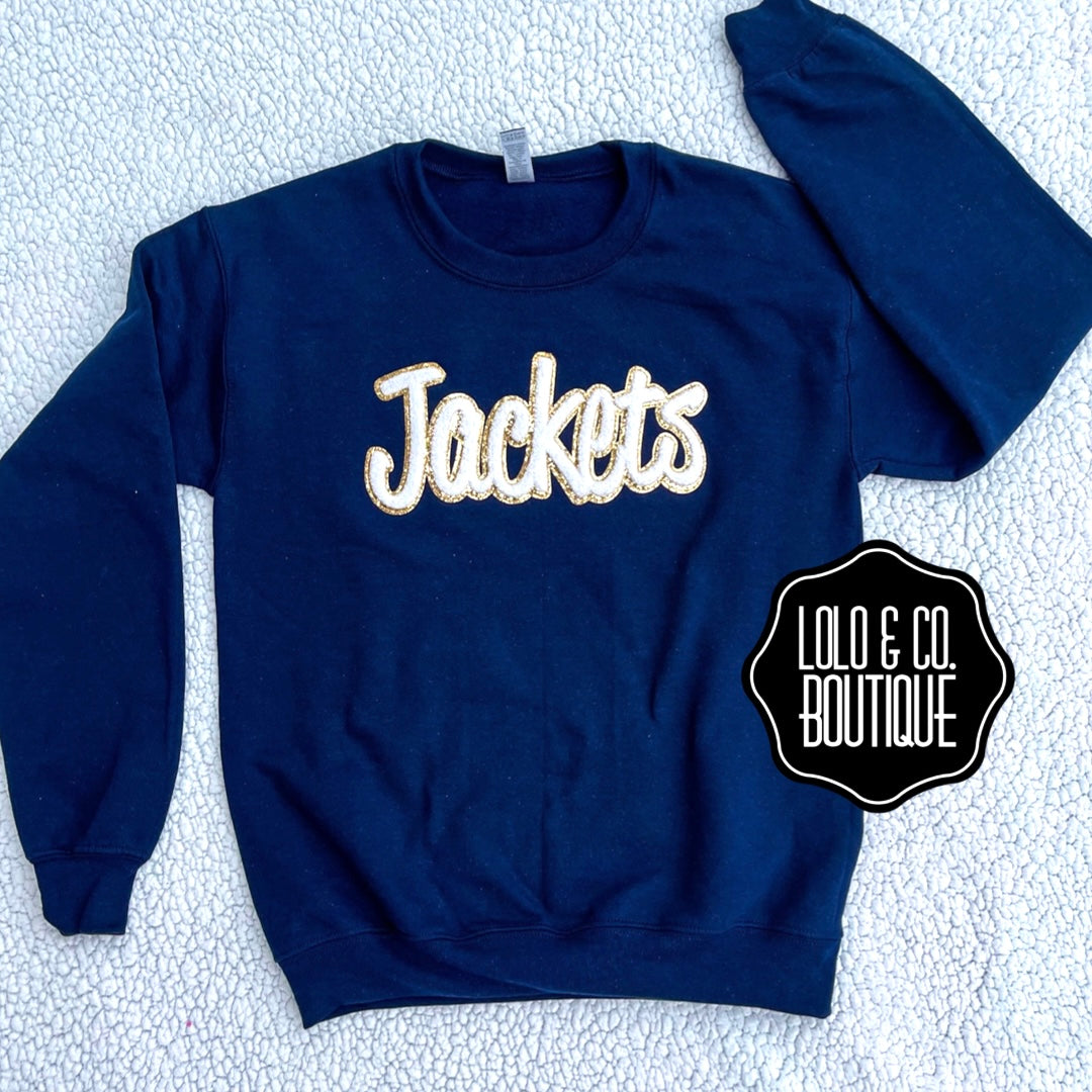 Jackets- Chenille Navy Sweatshirts